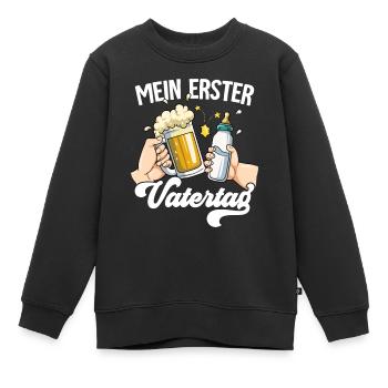 Erster Vatertag - Kinder Premium Organic Sweatshirt - Schwarz - Vorne - AI Model Kid Female (0cm)