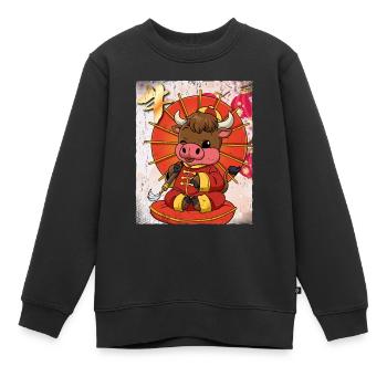 Jahr Des Ochsens Mondneujahrsfest Chinesisches - Kinder Premium Organic Sweatshirt - Schwarz - Vorne - AI Model Kid Female (0cm)