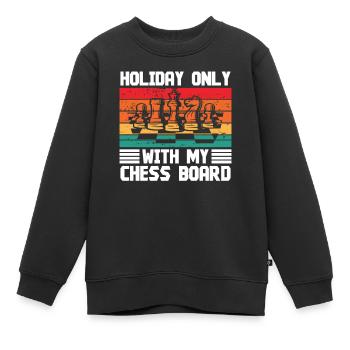 Vacances seulement avec mon échiquier - Sweat Premium enfant bio - noir - Devant - AI Model Kid Female (0cm)
