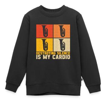 Tuba Tuba lecteur - Sweat Premium enfant bio - noir - Devant - AI Model Kid Female (0cm)