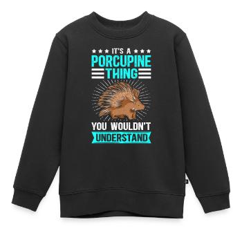 Stachelschwein | Stachelschweine Geschenk - Kinder Premium Organic Sweatshirt - Schwarz - Vorne - AI Model Kid Female (0cm)