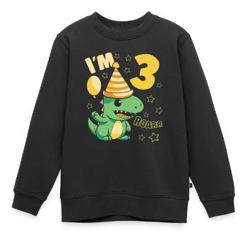 Dinosaur Birthday Party 3 Year Old Boy 3 Yrs Gift - Kinder Premium Organic Sweatshirt - Schwarz - Vorne - AI Model Kid Female (0cm)