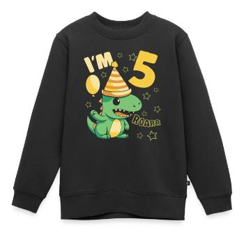 Dinosaure Fête d’anniversaire 5 ans garçon 5 ans cadeau - Sweat Premium enfant bio - noir - Devant - AI Model Kid Female (0cm)