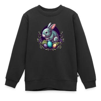 Lapin de Pâques lapin - Sweat Premium enfant bio - noir - Devant - AI Model Kid Female (0cm)