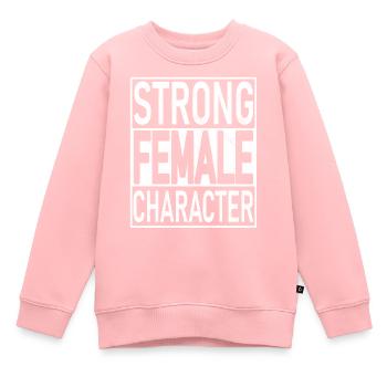 Caractère féminin fort - Sweat Premium enfant bio - rose - Devant - AI Model Kid Female (0cm)