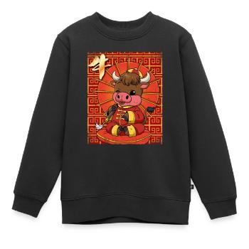 Jahr Des Ochsens Mondneujahrsfest Chinesisches - Kinder Premium Organic Sweatshirt - Schwarz - Vorne - AI Model Kid Female (0cm)