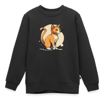 Dessin animé de chat mignon - Sweat Premium enfant bio - noir - Devant - AI Model Kid Female (0cm)