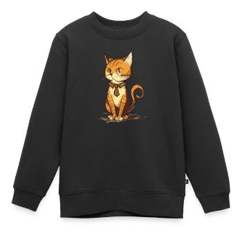 Dessin animé de chat mignon - Sweat Premium enfant bio - noir - Devant - AI Model Kid Female (0cm)