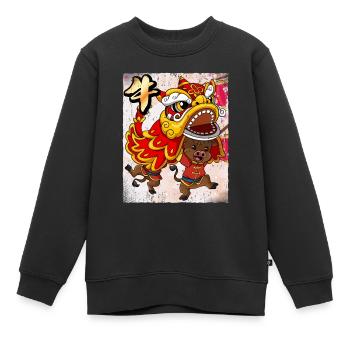 Jahr Des Ochsens Mondneujahrsfest Chinesisches - Kinder Premium Organic Sweatshirt - Schwarz - Vorne - AI Model Kid Female (0cm)