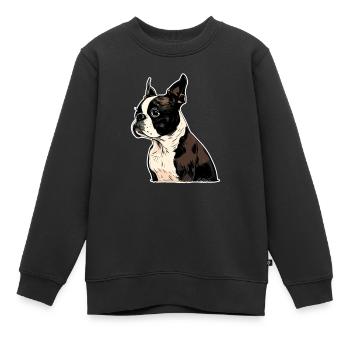 Boston Terrier - Kinder Premium Organic Sweatshirt - Schwarz - Vorne - AI Model Kid Female (0cm)
