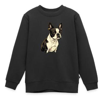 Boston Terrier - Sweat Premium enfant bio - noir - Devant - AI Model Kid Female (0cm)