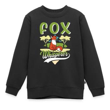 Renard chuchoteur Renard roux Renard chuchoteur - Sweat Premium enfant bio - noir - Devant - AI Model Kid Female (0cm)