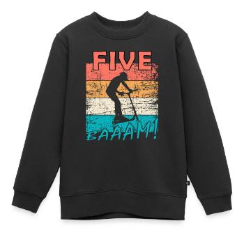 Scooter Stuntscooter 5ème anniversaire 5 - Sweat Premium enfant bio - noir - Devant - AI Model Kid Female (0cm)
