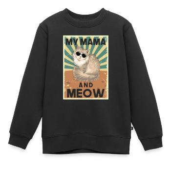 Ma maman et miaou - Sweat Premium enfant bio - noir - Devant - AI Model Kid Female (0cm)