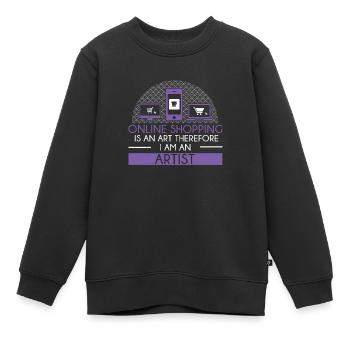 Humorvolles Online-Shopping ist eine Kunst, - Kinder Premium Organic Sweatshirt - Schwarz - Vorne - AI Model Kid Female (0cm)