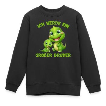 Ich werde ein großer Bruder Dinosaurier Dino Dinos - Kinder Premium Organic Sweatshirt - Schwarz - Vorne - AI Model Kid Female (0cm)