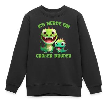 Ich werde ein großer Bruder Dinosaurier Dino Dinos - Kinder Premium Organic Sweatshirt - Schwarz - Vorne - AI Model Kid Female (0cm)