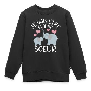 Future Grande Sœur Eléphant - Kinder Premium Organic Sweatshirt - Schwarz - Vorne - AI Model Kid Female (0cm)