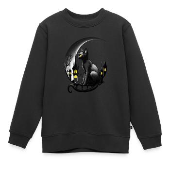 Schwarze Katze mit Mondsichel - Gothic Gothic - Kinder Premium Organic Sweatshirt - Schwarz - Vorne - AI Model Kid Female (0cm)
