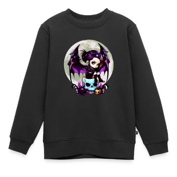 Niedlicher Goth Fledermausflügel Gothic Grufti - Kinder Premium Organic Sweatshirt - Schwarz - Vorne - AI Model Kid Female (0cm)
