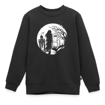 Goth geht über Friedhof - Gothic Grufti - Kinder Premium Organic Sweatshirt - Schwarz - Vorne - AI Model Kid Female (0cm)