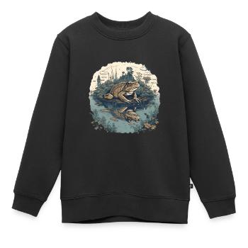 Kröte Am Teich - Kinder Premium Organic Sweatshirt - Schwarz - Vorne - AI Model Kid Female (0cm)