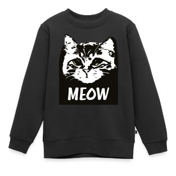 Miaou Chat - Sweat Premium enfant bio - noir - Devant - AI Model Kid Female (0cm)