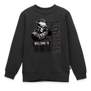 Skull Bienvenue dans le ghetto Brooklyn New York USA - Sweat Premium enfant bio - noir - Devant - AI Model Kid Female (0cm)