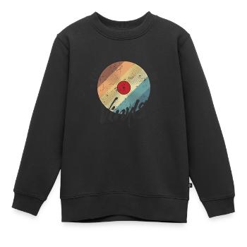 Facilement distrait par les disques vinyles - Sweat Premium enfant bio - noir - Devant - AI Model Kid Female (0cm)