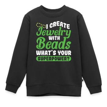 Perle Perle Broderie Bijoutier Fabricant de bijoux - Sweat Premium enfant bio - noir - Devant - AI Model Kid Female (0cm)