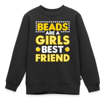 Perle Perle Broderie Bijoutier Fabricant de bijoux - Sweat Premium enfant bio - noir - Devant - AI Model Kid Female (0cm)