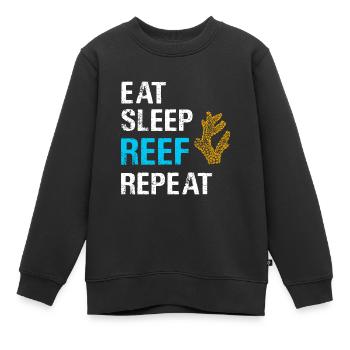 Manger Sommeil Récif Répéter Corail Aquarium d’eau salée - Sweat Premium enfant bio - noir - Devant - AI Model Kid Female (0cm)