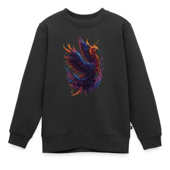Oiseau phénix mythique avec flammes - Sweat Premium enfant bio - noir - Devant - AI Model Kid Female (0cm)