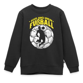 Echte Jungs Spielen Fußball Fußballspieler - Kinder Premium Organic Sweatshirt - Schwarz - Vorne - AI Model Kid Female (0cm)
