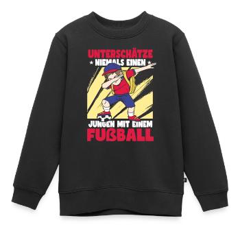 Unterschätze Niemals Einen Jungen Fußball - Kinder Premium Organic Sweatshirt - Schwarz - Vorne - AI Model Kid Female (0cm)