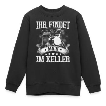 Ihr findet mich im Keller Schlagzeug - Kinder Premium Organic Sweatshirt - Schwarz - Vorne - AI Model Kid Female (0cm)