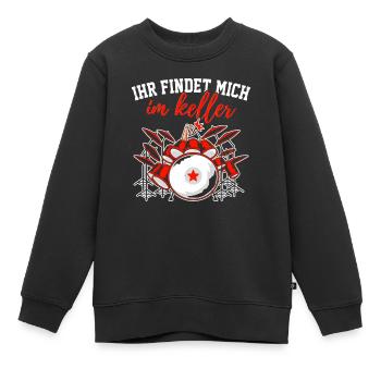 Ihr findet mich im Keller Schlagzeug - Kinder Premium Organic Sweatshirt - Schwarz - Vorne - AI Model Kid Female (0cm)