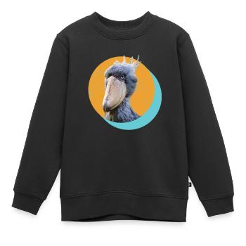 Bec-de-sabot ornitologue - Sweat Premium enfant bio - noir - Devant - AI Model Kid Female (0cm)
