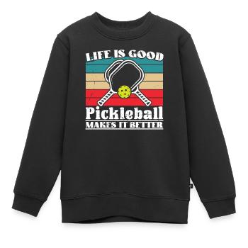 Le pickleball l’améliore - Sweat Premium enfant bio - noir - Devant - AI Model Kid Female (0cm)
