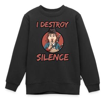 Dudelsack I Destroy Silence - Kinder Premium Organic Sweatshirt - Schwarz - Vorne - AI Model Kid Female (0cm)