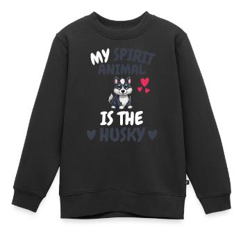 Mein spirituelles Tier Geschenk Hunde Husky - Kinder Premium Organic Sweatshirt - Schwarz - Vorne - AI Model Kid Female (0cm)