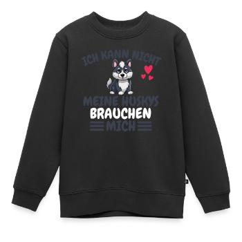 Hundeliebhaber Hund Lustiges Geschenk Husky - Kinder Premium Organic Sweatshirt - Schwarz - Vorne - AI Model Kid Female (0cm)