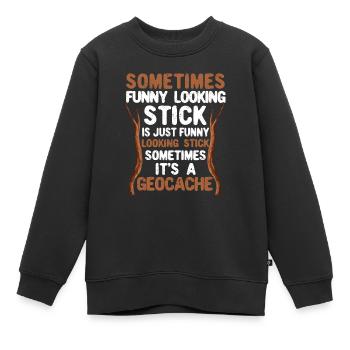 Parfois drôle de géocache de stock Drôle - Sweat Premium enfant bio - noir - Devant - AI Model Kid Female (0cm)