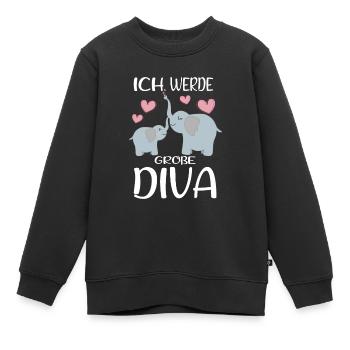 Devenez une grande sœur Diva annonce un éléphant - Sweat Premium enfant bio - noir - Devant - AI Model Kid Female (0cm)