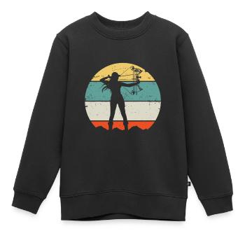 Chasse à l’arc Tir à l’arcAutonomindigène survivalhum - Sweat Premium enfant bio - noir - Devant - AI Model Kid Female (0cm)