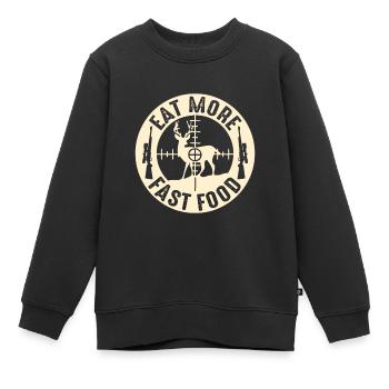 Lustig essen mehr Fast Food Hirschjagd, Geschenke für H - Kinder Premium Organic Sweatshirt - Schwarz - Vorne - AI Model Kid Female (0cm)