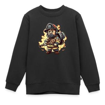 Style Fireman Cartoon - Sweat Premium enfant bio - noir - Devant - AI Model Kid Female (0cm)