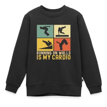 Parkour Freerunning - Sweat Premium enfant bio - noir - Devant - AI Model Kid Female (0cm)