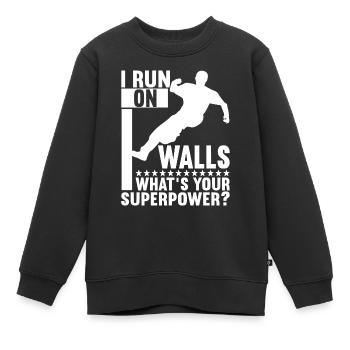 Parkour Freerunning - Sweat Premium enfant bio - noir - Devant - AI Model Kid Female (0cm)