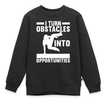 Parkour Freerunning - Sweat Premium enfant bio - noir - Devant - AI Model Kid Female (0cm)